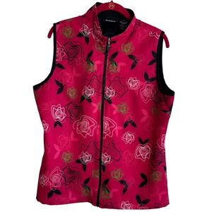 Bolle Outdoor Women‎ Floral Print Zip Light Weight Vest Jacket Pink Black L